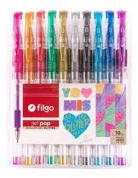 Bolígrafo FILGO Roller gel Gel Pop Glitter x 10 unidades